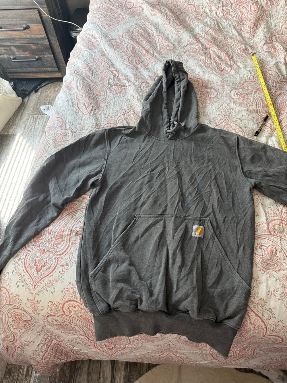 Carhartt Men’s Hooded Sweatshirt - Dark Gray with Gold Logo